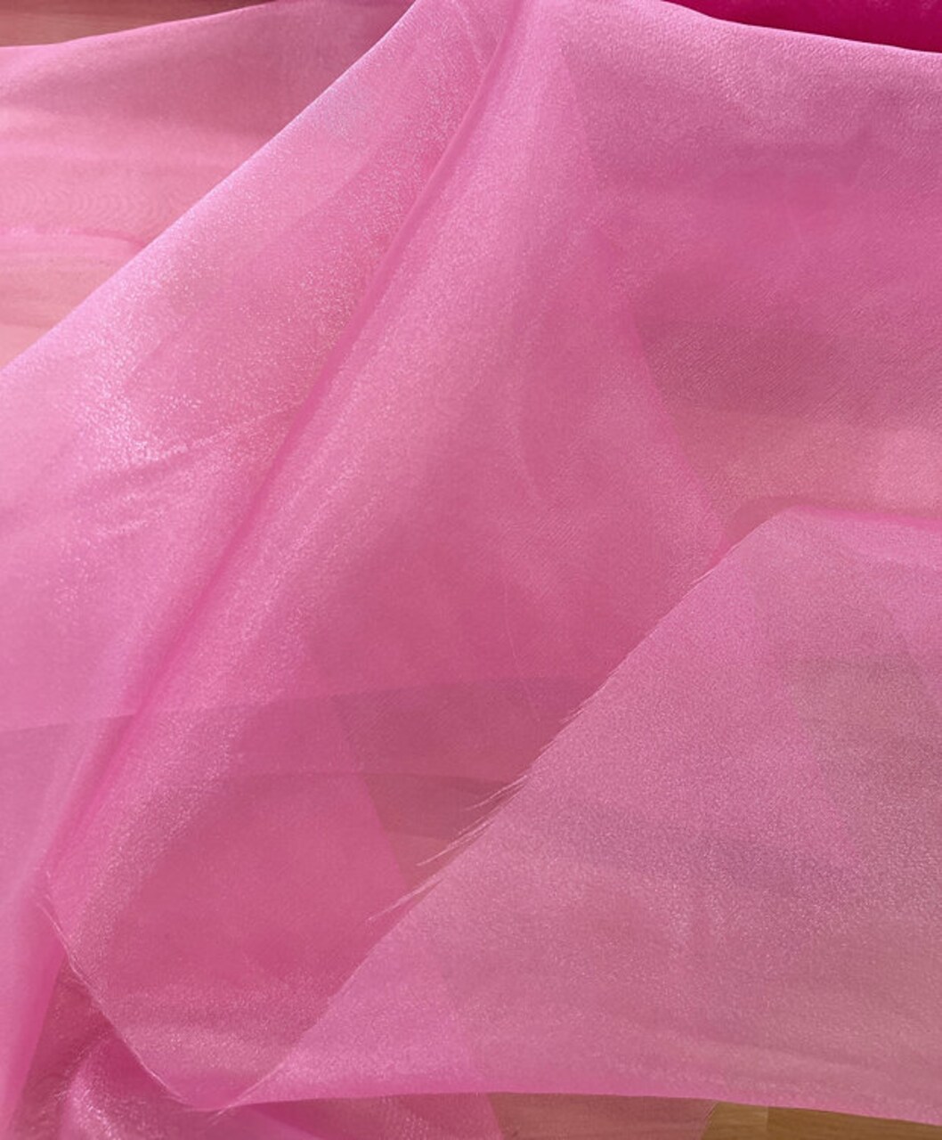 1 Yard Bubblegum Pink Sheer Crystal Organza Fabric for Sewing and Event Decor 58/59 inches wide